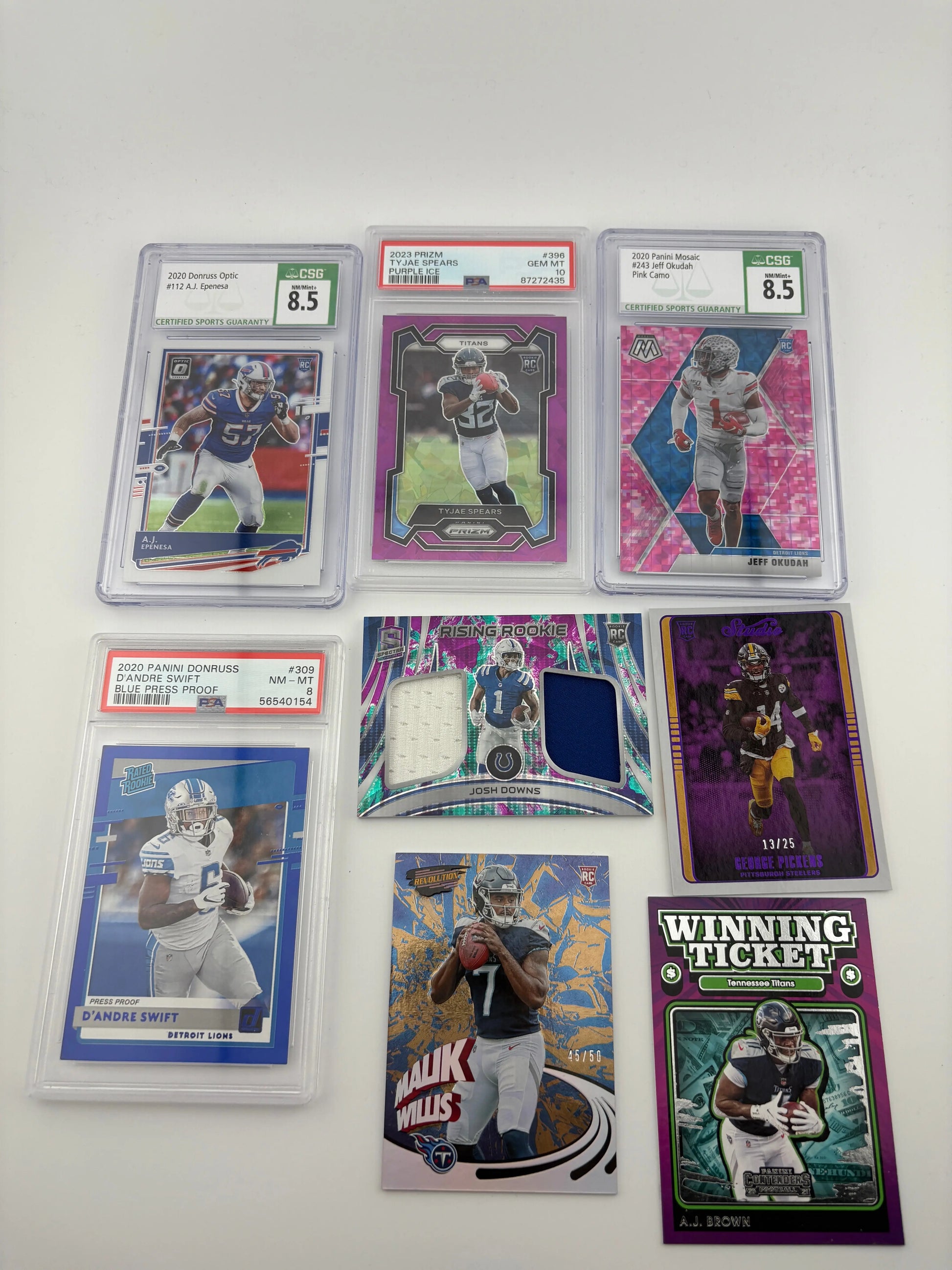 NFL Sports Mixed Team Card Lot -  Josh Downs, Rookies, Graded, Numbered FRENLY BRICKS - Open 7 Days