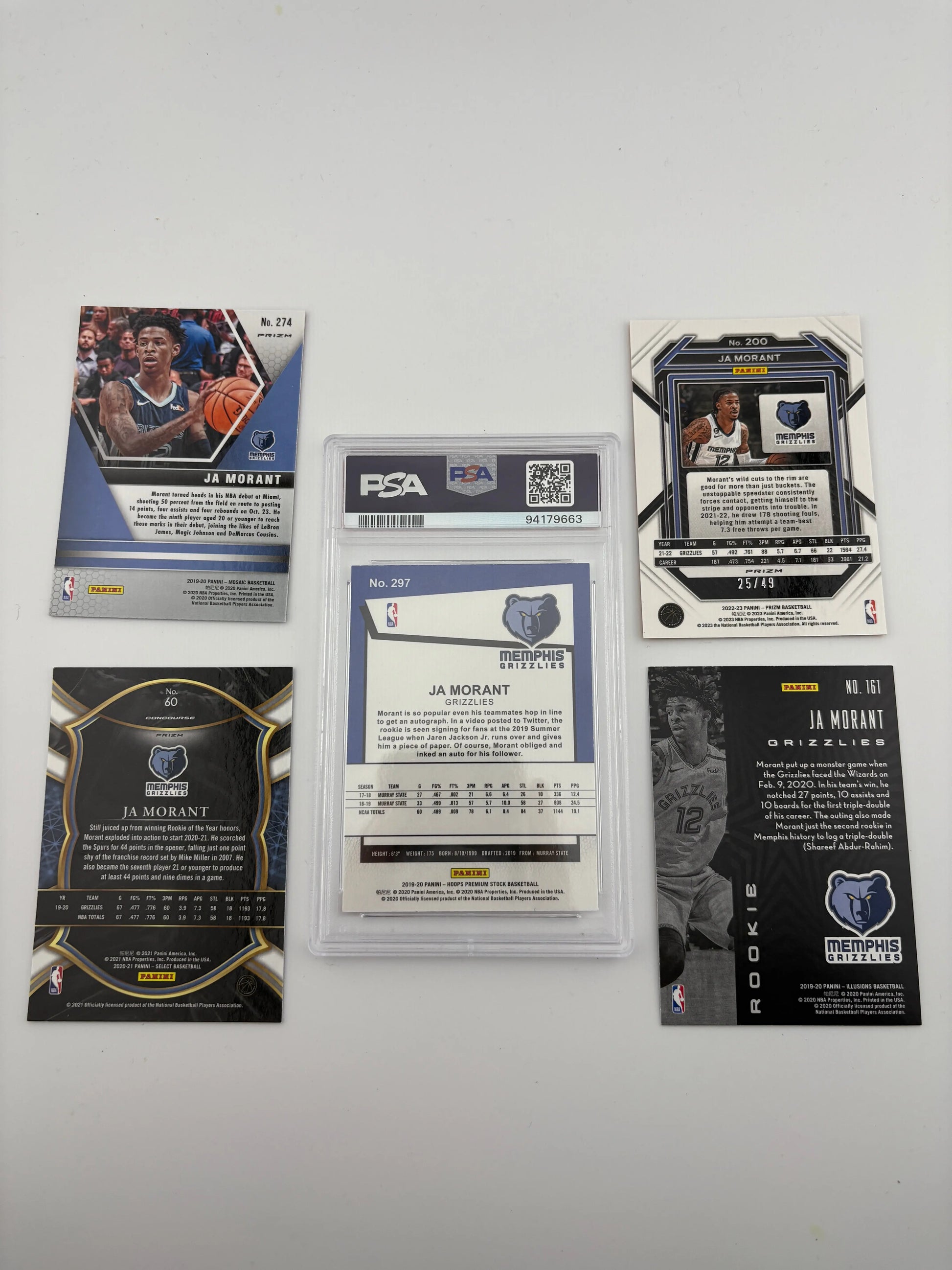 NBA Sports Card Ja Morant Lot - Graded, Rookie, Numbered FRENLY BRICKS - Open 7 Days