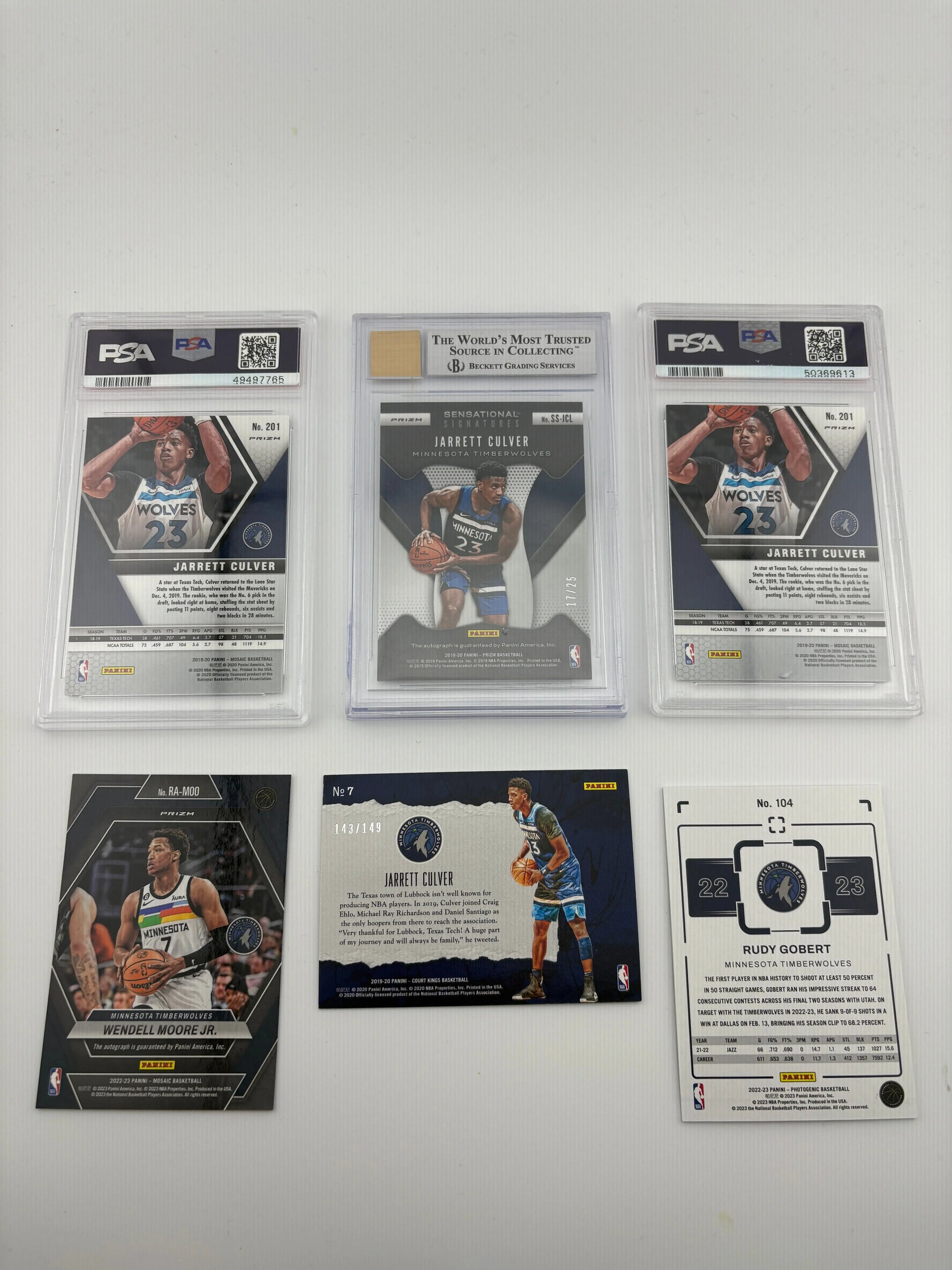 NBA Sports Minnesota Timberwolves Card Lot 2 - Jarrett Culver, Graded, Auto, Rookies FRENLY BRICKS - Open 7 Days