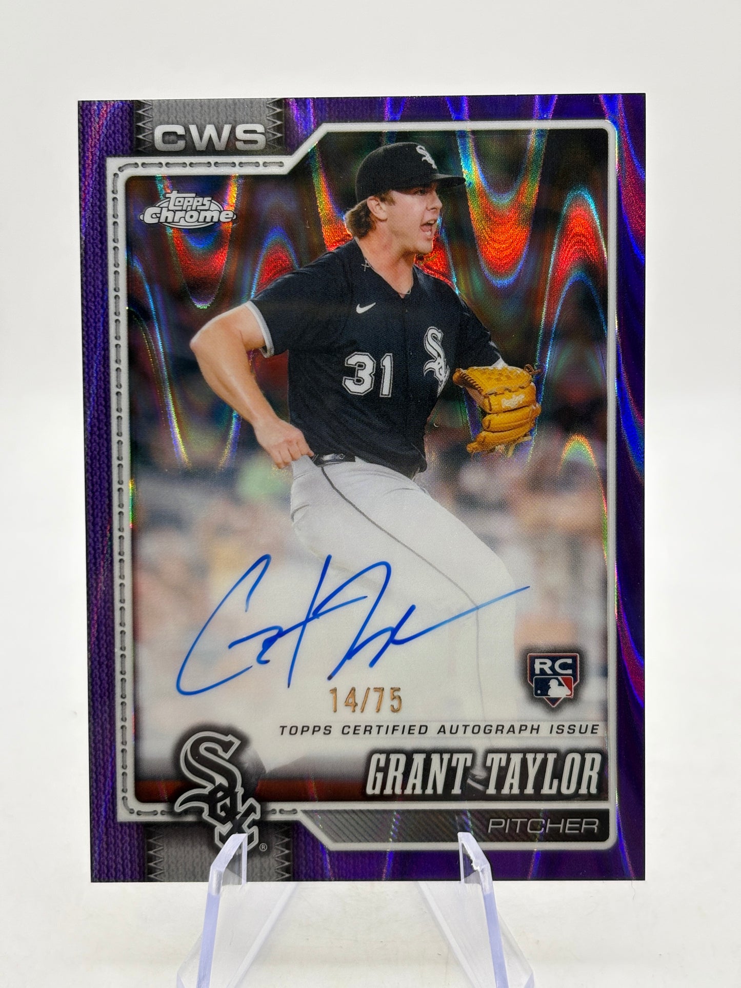 Topps Chrome MLB - Grant Taylor Rookie Auto /75 Purple Raywave