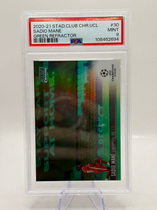 2020-21 Stadium Club Chrome UCL - Sadio Mane Green Refractor /99 PSA 9 - photo 1