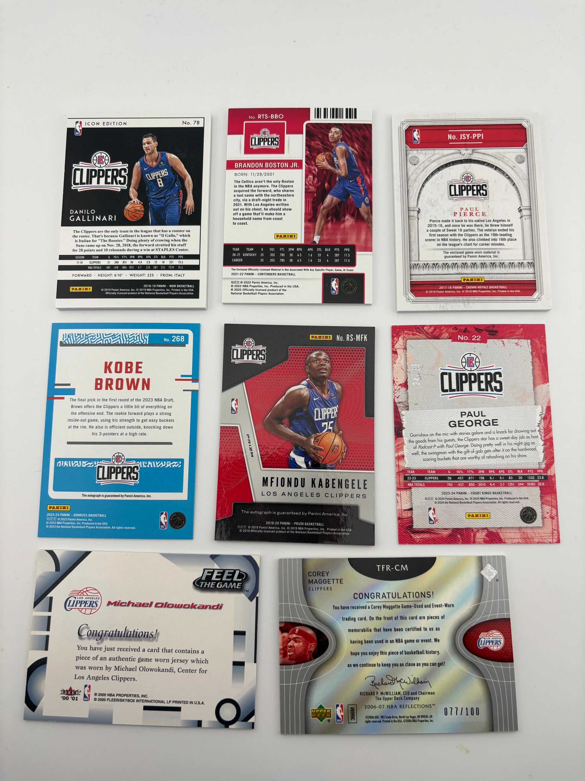 NBA Sports Los Angeles Clippers Card Lot - Paul Pierce, Patch, Auto, Rookies FRENLY BRICKS - Open 7 Days