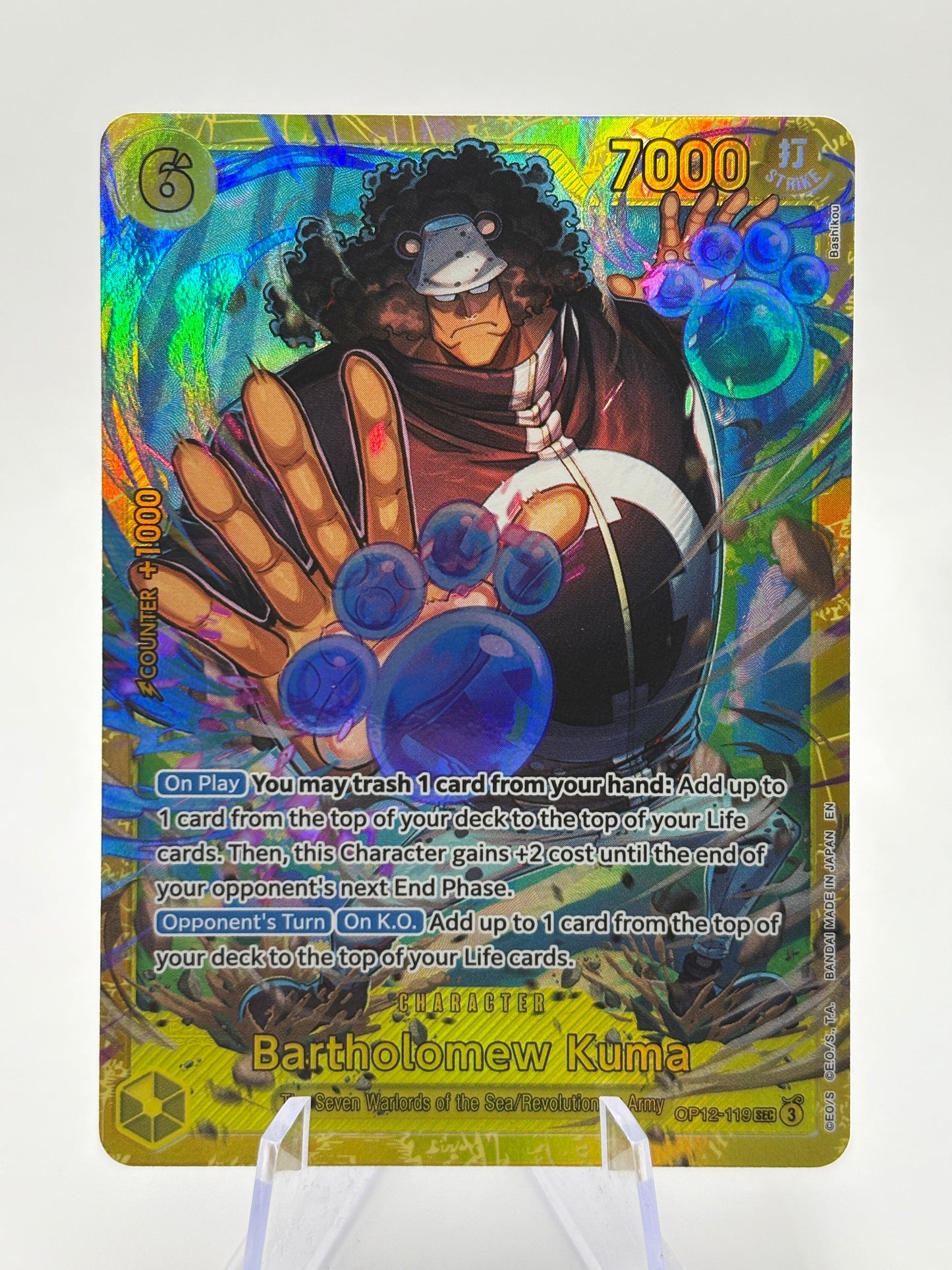 One Piece TCG OP12 - Bartholomew Kuma OP12-119 SEC Secret Rare FRENLY BRICKS - Open 7 Days