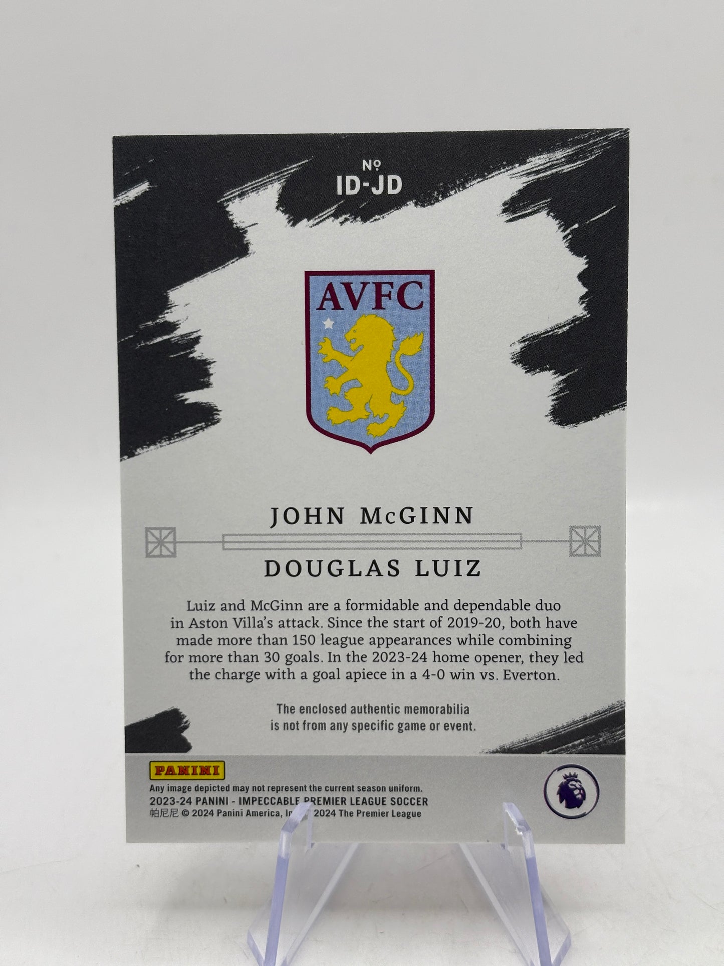 2023 Impeccable Premier League Dual Materials /99 John McGinn Douglas Luiz Dual Patch