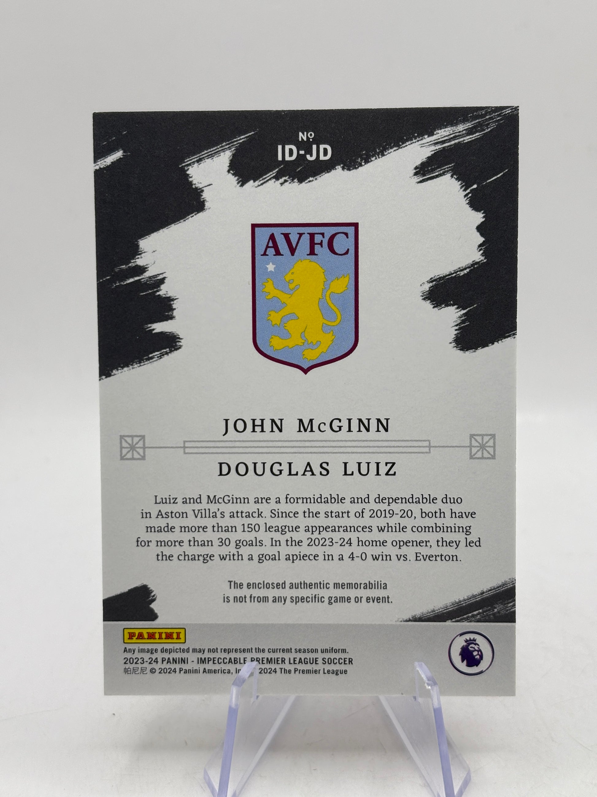 2023 Impeccable Premier League Dual Materials /99 John McGinn Douglas Luiz Dual Patch image 2