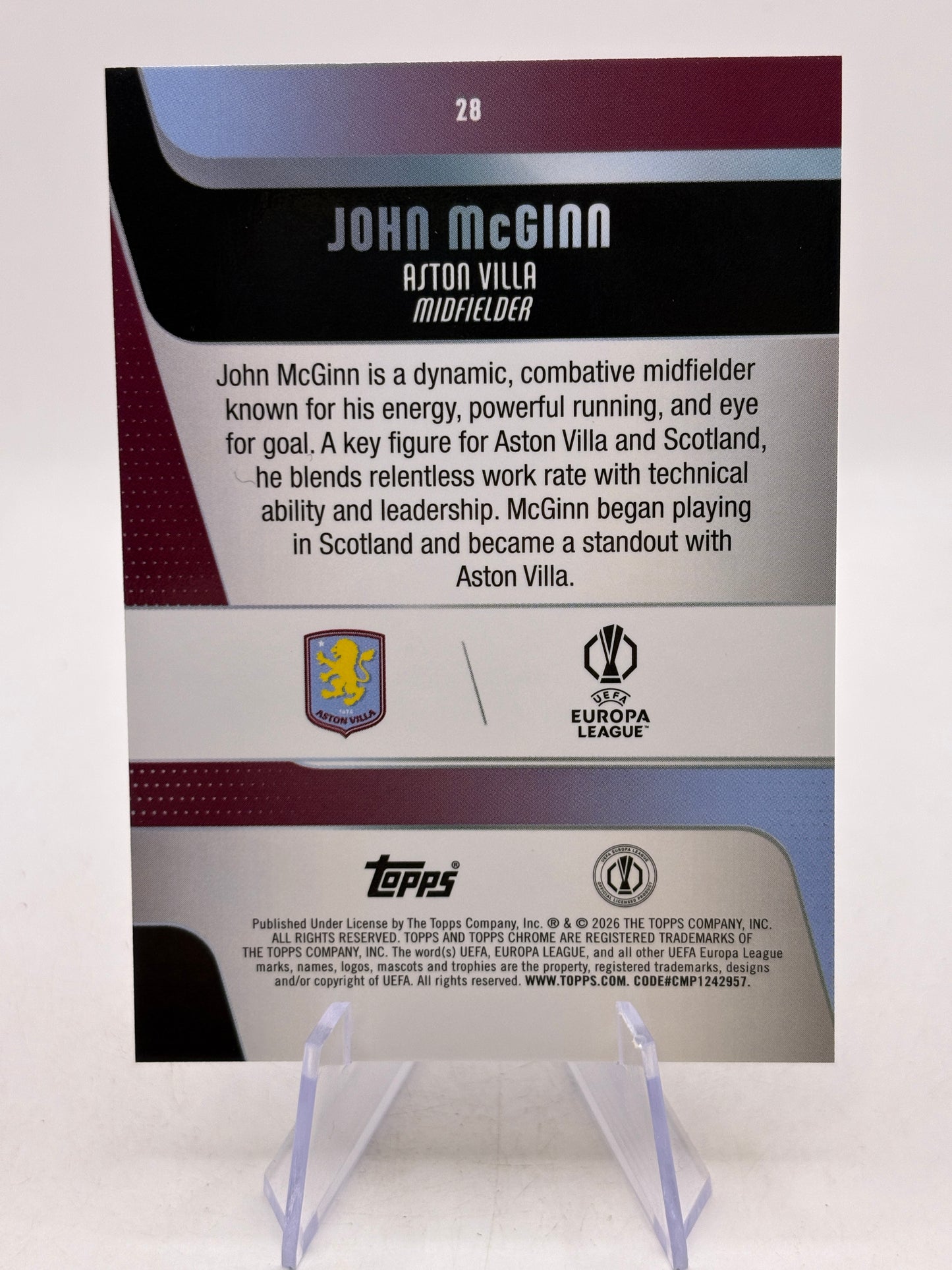 2025-26 Topps Chrome UEFA UCC John McGinn Negative Refractor SP Aston Villa