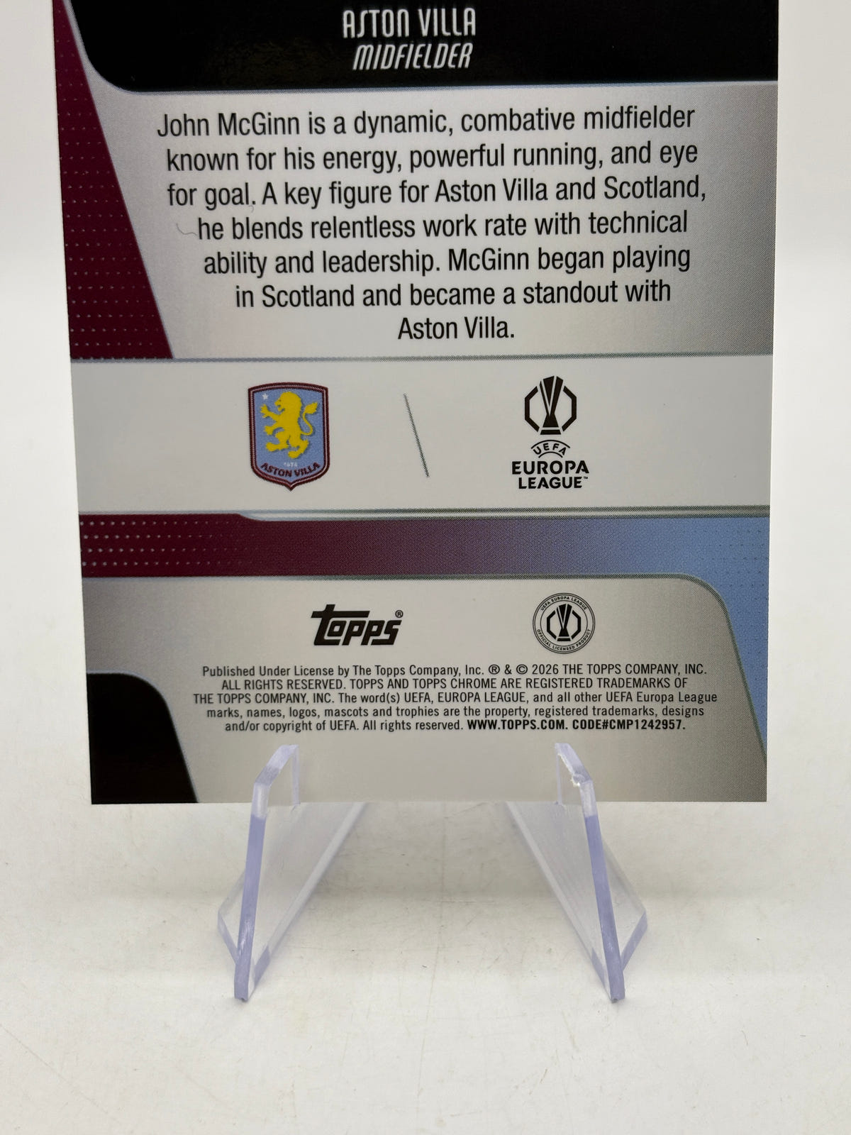 2025-26 Topps Chrome UEFA UCC John McGinn Negative Refractor SP Aston Villa - photo 4 image 4