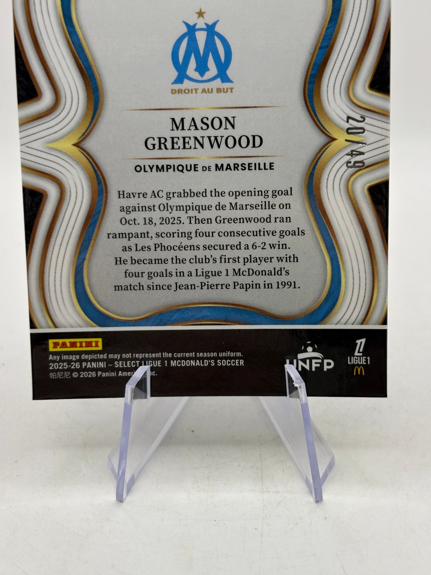 2025-26 Panini Select Ligue 1 - Mason Greenwood Purple Dragon Scale /49
