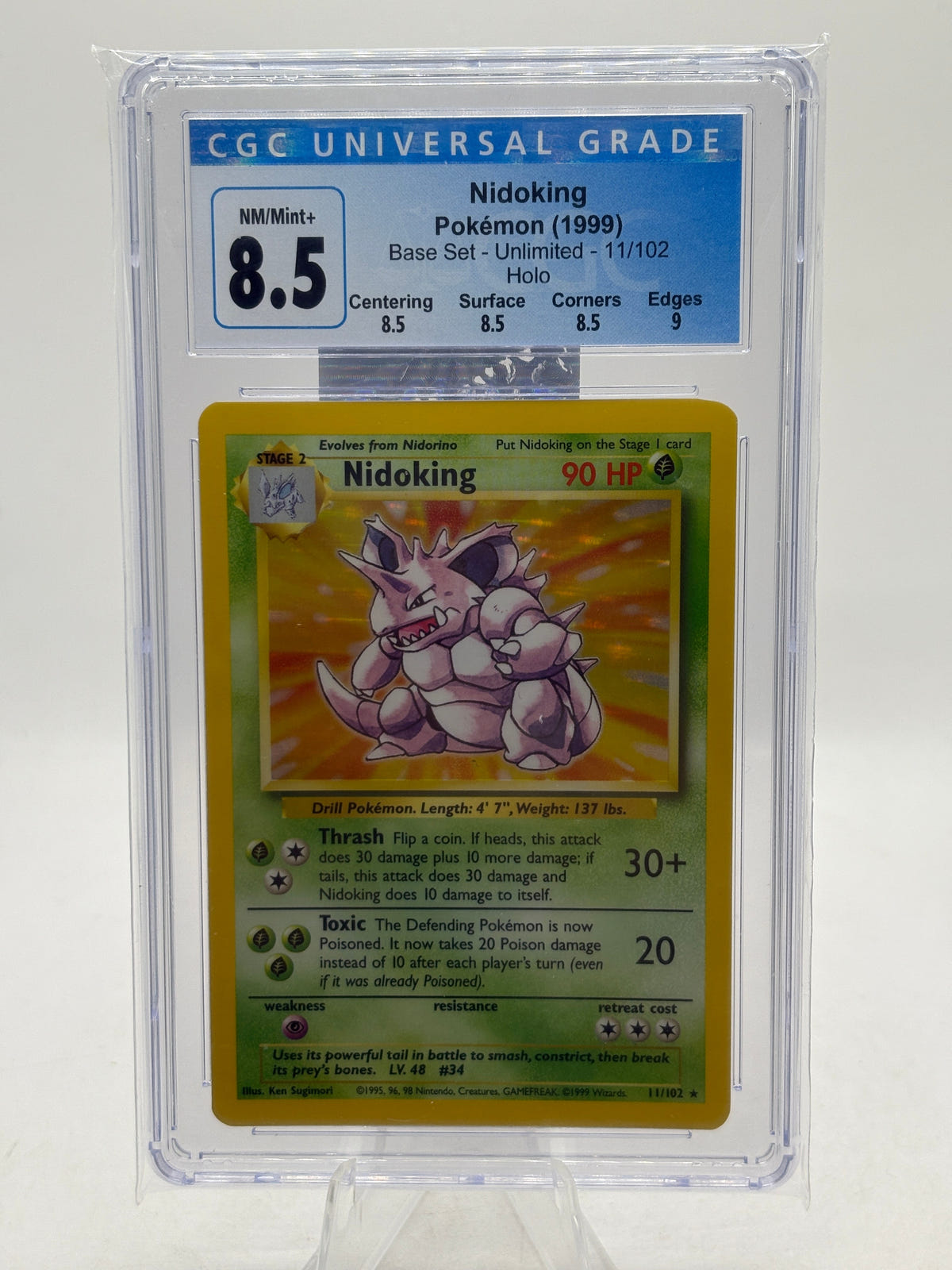 Pokemon TCG Base Set Unlimited - Nidoking 11/102 Holo CGC 8.5 FRENLY BRICKS - Open 7 Days image 1