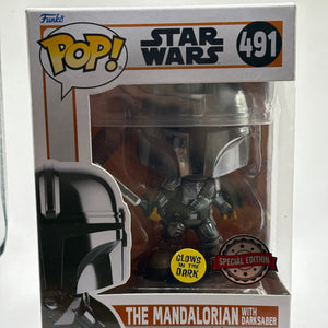 Funko POP! Star Wars #491 The Mandalorian with Darksaber Glow Special Edition FRENLY BRICKS - Open 7 Days