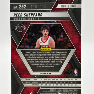 2024-25 Panini Mosaic Basketball - #252 Reed Sheppard /125 Cracked Ice FRENLY BRICKS - Open 7 Days