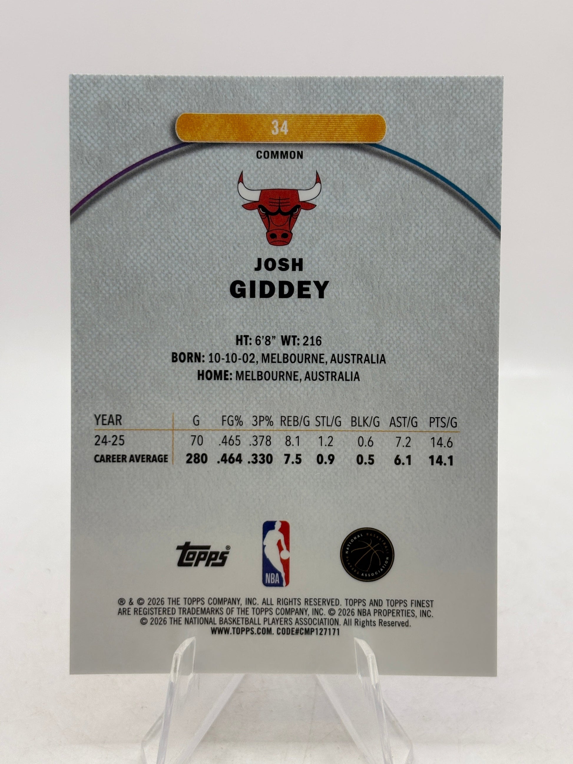 2025-26 Topps Finest - #34 Josh Giddey 144/250 FRENLY BRICKS - Open 7 Days