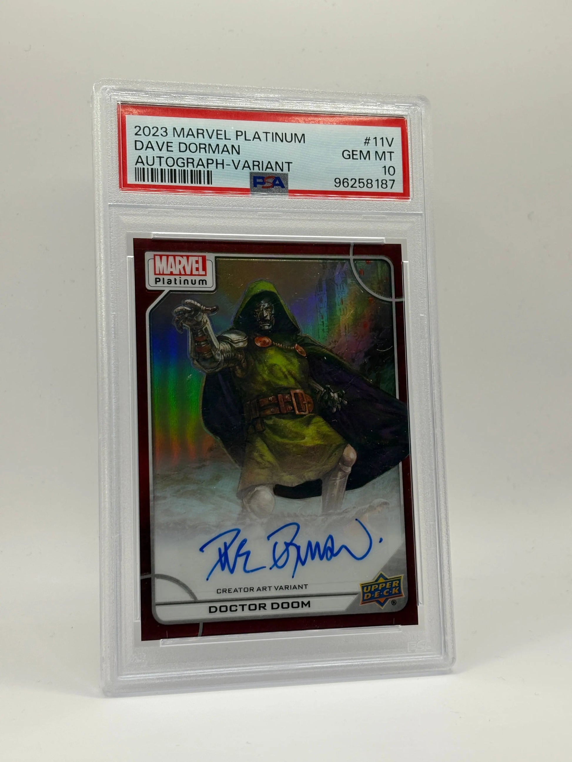 2023 Marvel Platinum #11V Doctor Doom / David Dorman Autograph Variant Red - PSA 10 FRENLY BRICKS - Open 7 Days