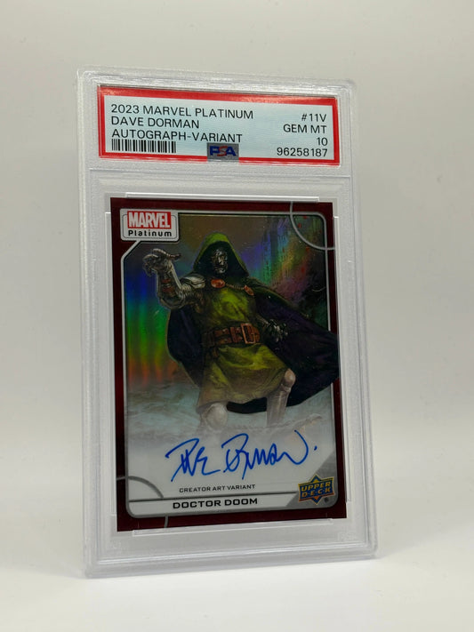 2023 Marvel Platinum #11V Doctor Doom / David Dorman Autograph Variant Red - PSA 10 FRENLY BRICKS - Open 7 Days