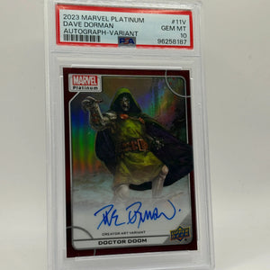 2023 Marvel Platinum #11V Doctor Doom / David Dorman Autograph Variant Red - PSA 10 FRENLY BRICKS - Open 7 Days