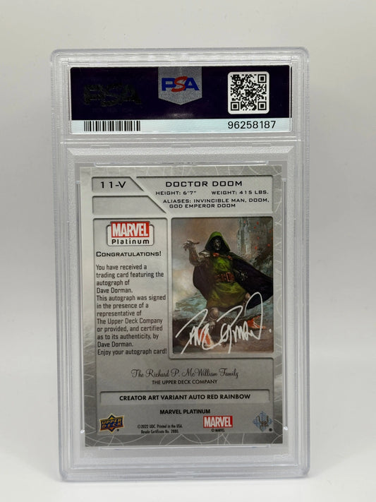 2023 Marvel Platinum #11V Doctor Doom / David Dorman Autograph Variant Red - PSA 10 FRENLY BRICKS - Open 7 Days