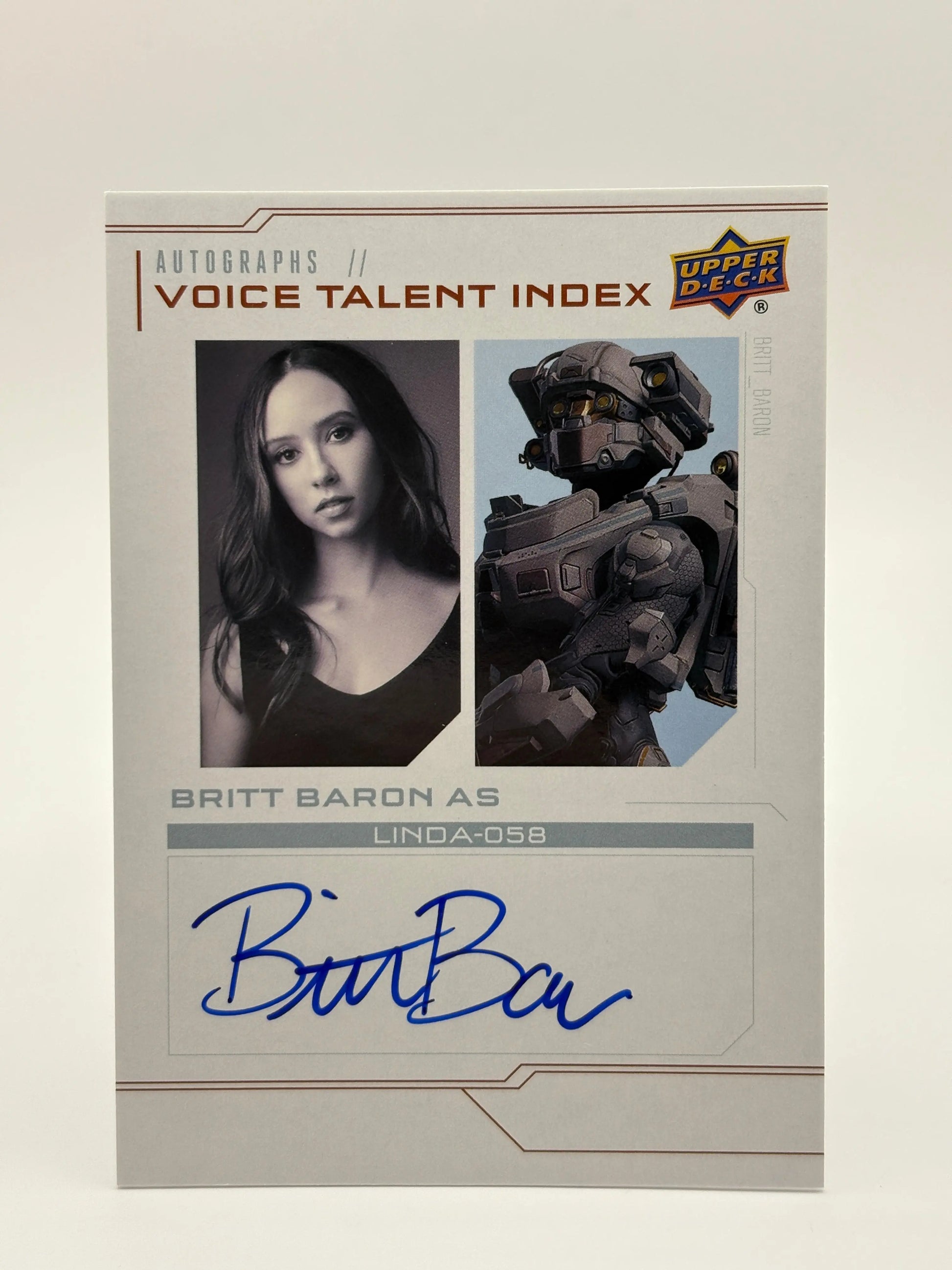 2024 UD Halo Legacy Collection Voice Talent Index Britt Baron as Linda-058 Auto FRENLY BRICKS - Open 7 Days