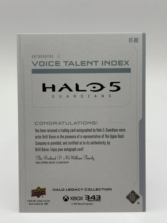 2024 UD Halo Legacy Collection Voice Talent Index Britt Baron as Linda-058 Auto FRENLY BRICKS - Open 7 Days