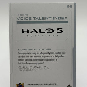 2024 UD Halo Legacy Collection Voice Talent Index Britt Baron as Linda-058 Auto FRENLY BRICKS - Open 7 Days