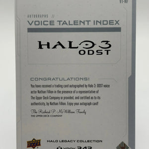 2023 Upper Deck Halo Legacy Nathan Fillion Edward Buck Voice Talent Auto VT-NF FRENLY BRICKS - Open 7 Days