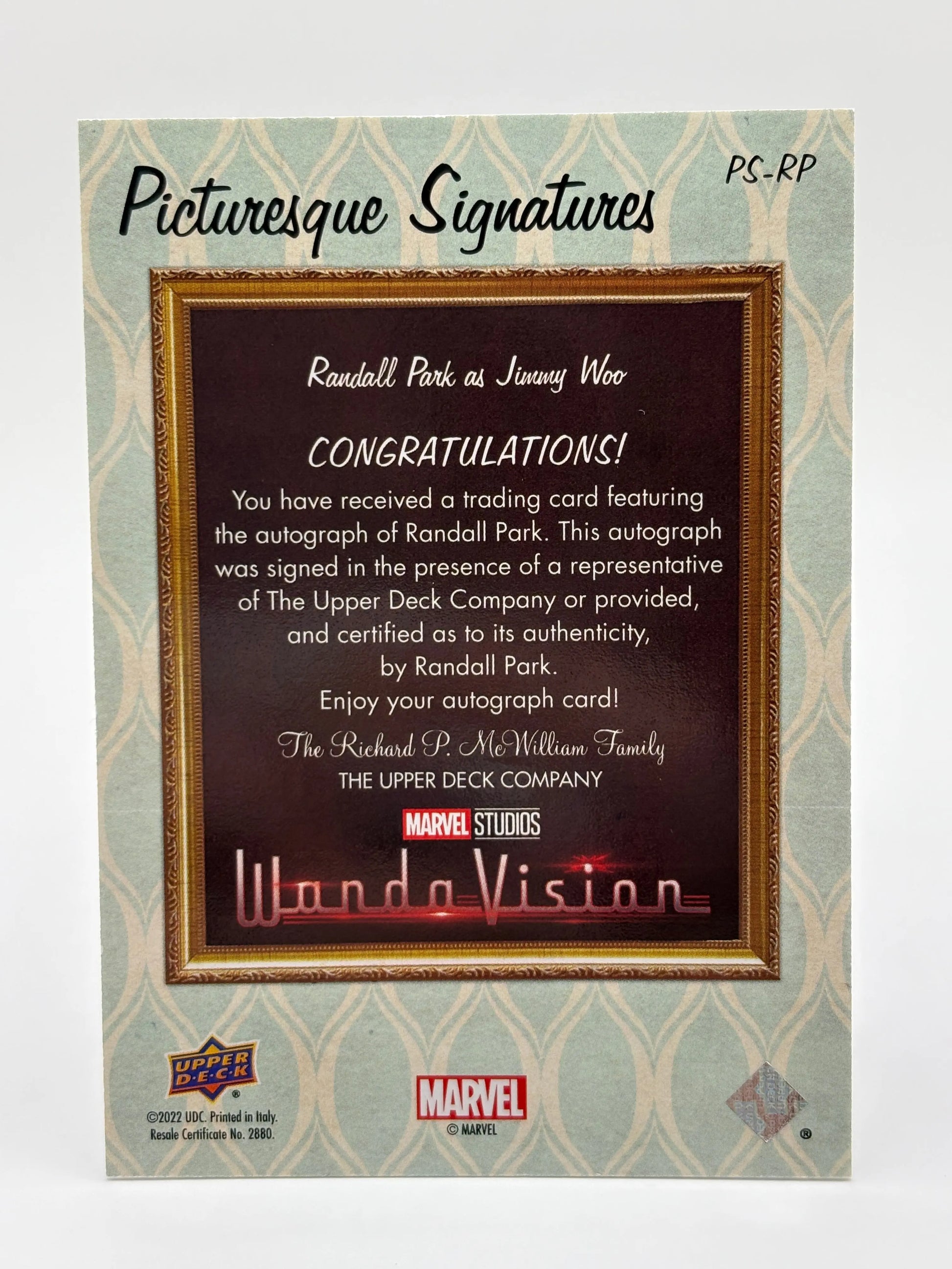 2022 Marvel Studios' WandaVision Randall Park as Jimmy Woo #PS-RP Auto FRENLY BRICKS - Open 7 Days