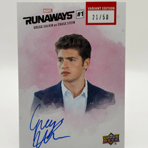 2020 Upper Deck Marvel Runaways #1 Photo Variant /50 Gregg Sulkin / Chase Stein Auto FRENLY BRICKS - Open 7 Days