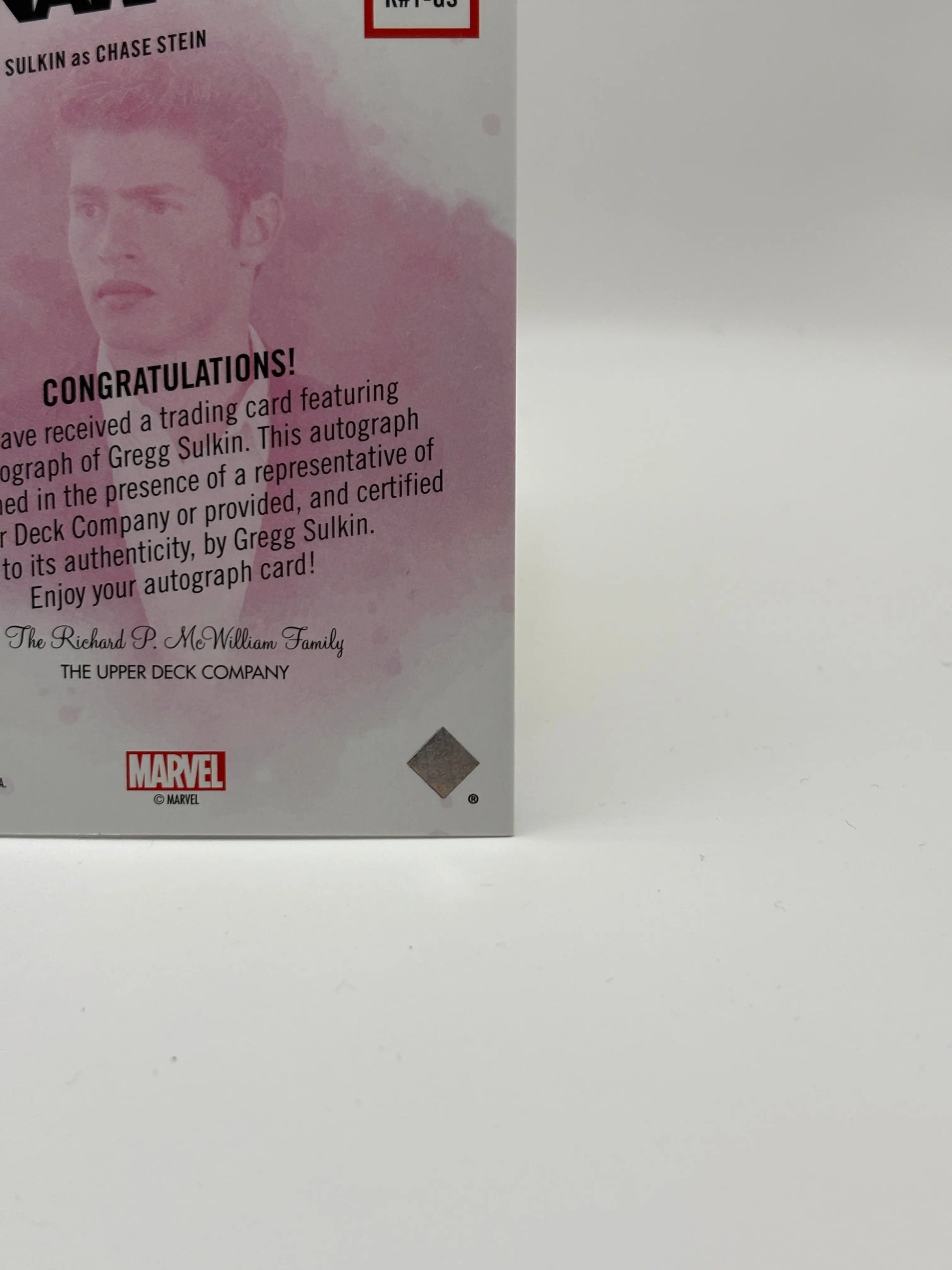 2020 Upper Deck Marvel Runaways #1 Photo Variant /50 Gregg Sulkin / Chase Stein Auto FRENLY BRICKS - Open 7 Days