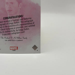 2020 Upper Deck Marvel Runaways #1 Photo Variant /50 Gregg Sulkin / Chase Stein Auto FRENLY BRICKS - Open 7 Days