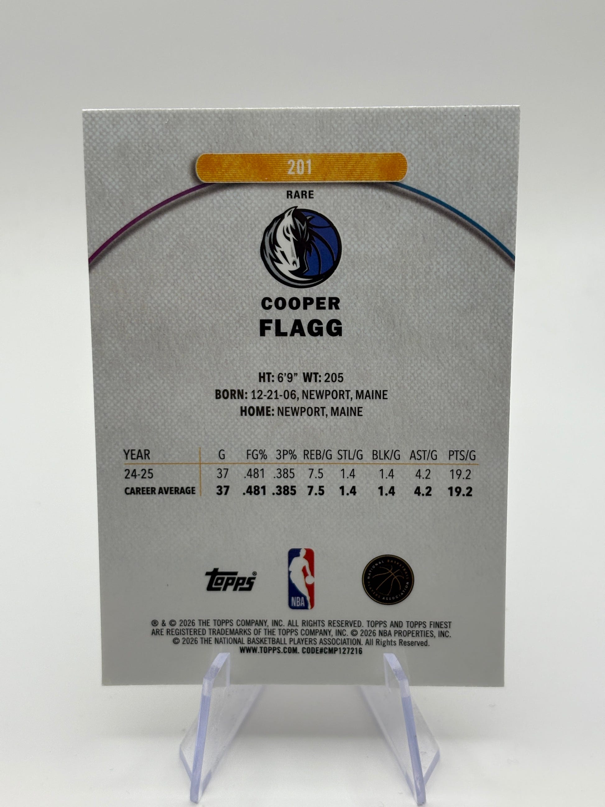 2025-26 Topps Finest - Rare Cooper Flagg #201 (RC) FRENLY BRICKS - Open 7 Days image 2