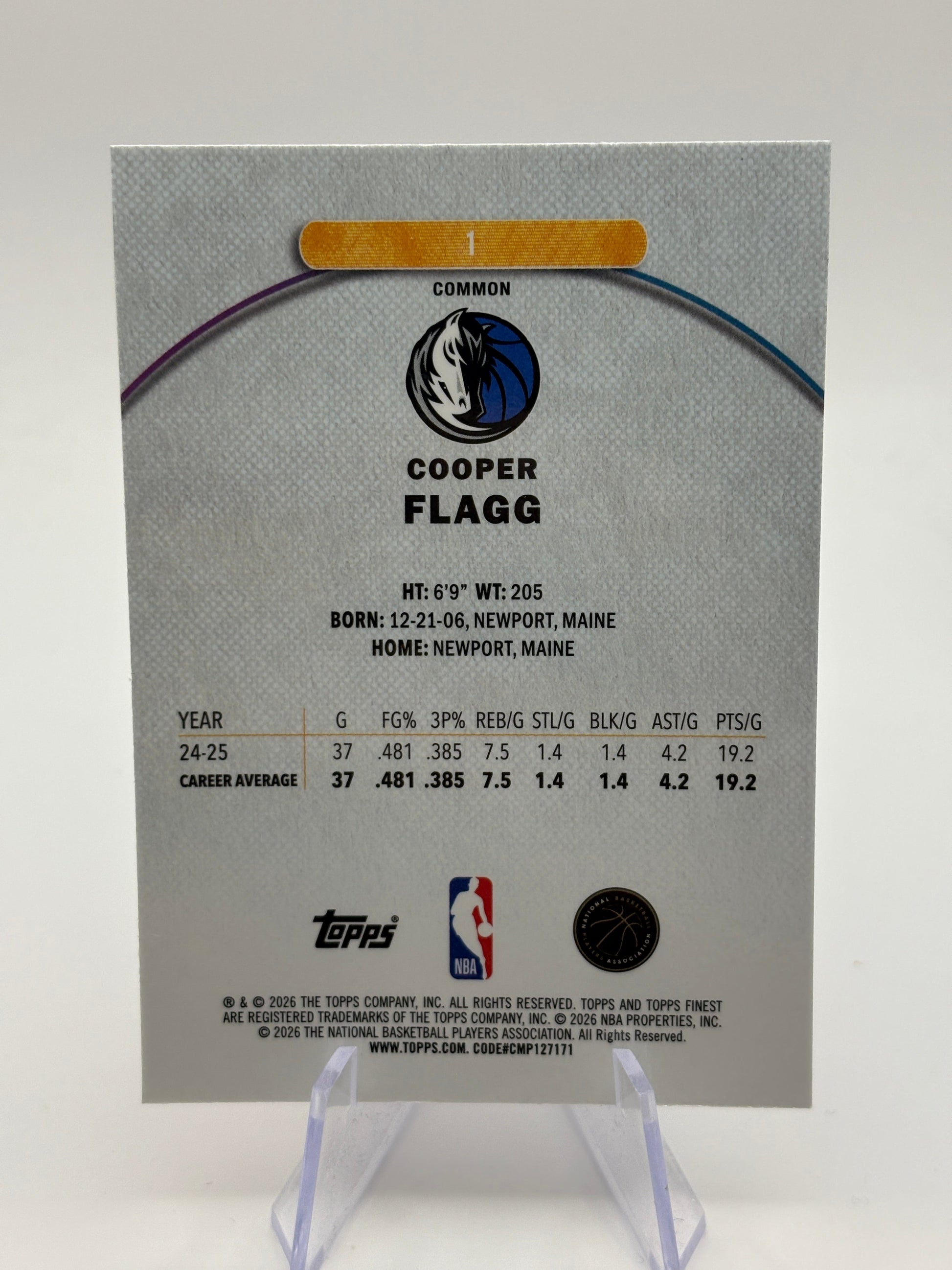2025-26 Topps Finest Basketball COOPER FLAGG Dallas Mavericks Common Rookie #1 FRENLY BRICKS - Open 7 Days