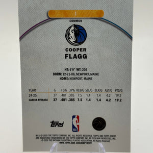 2025-26 Topps Finest Basketball COOPER FLAGG Dallas Mavericks Common Rookie #1 FRENLY BRICKS - Open 7 Days