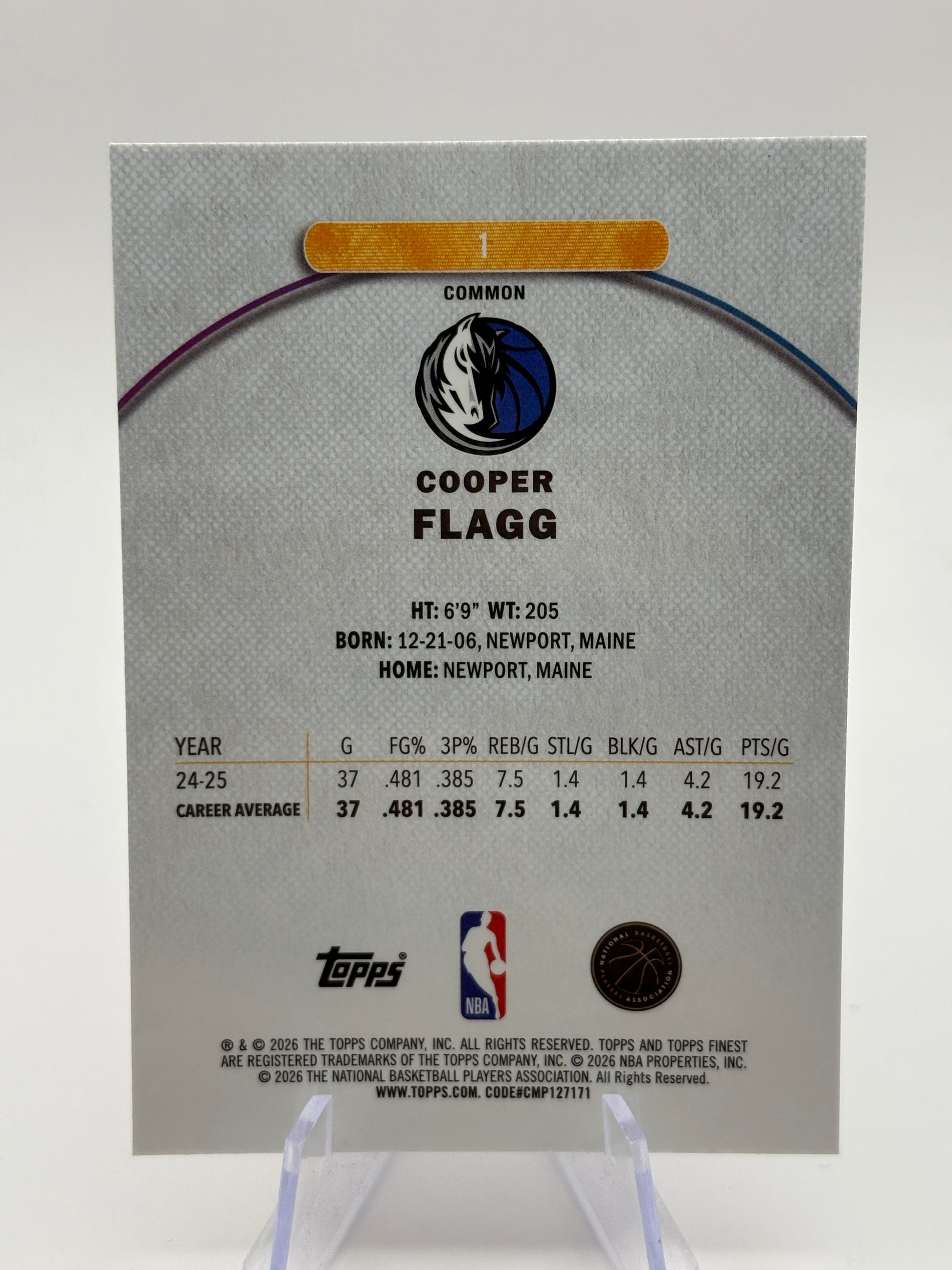 2025-26 Topps Finest Cooper Flagg #1 RC Rookie Common Oil Spill Refractor FRENLY BRICKS - Open 7 Days image 2