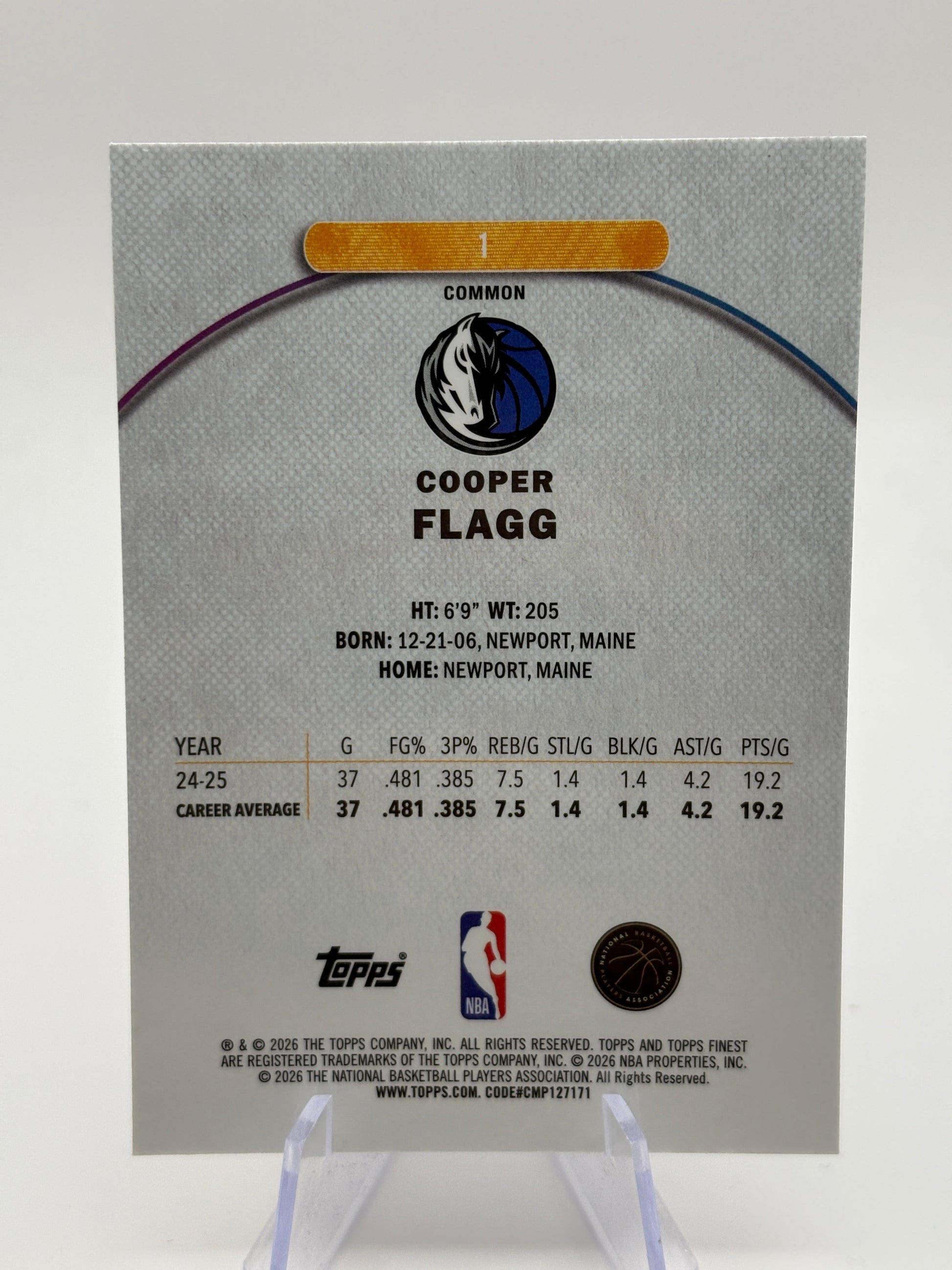 2025-26 Topps Finest Cooper Flagg #1 RC Rookie Common Oil Spill Refractor FRENLY BRICKS - Open 7 Days