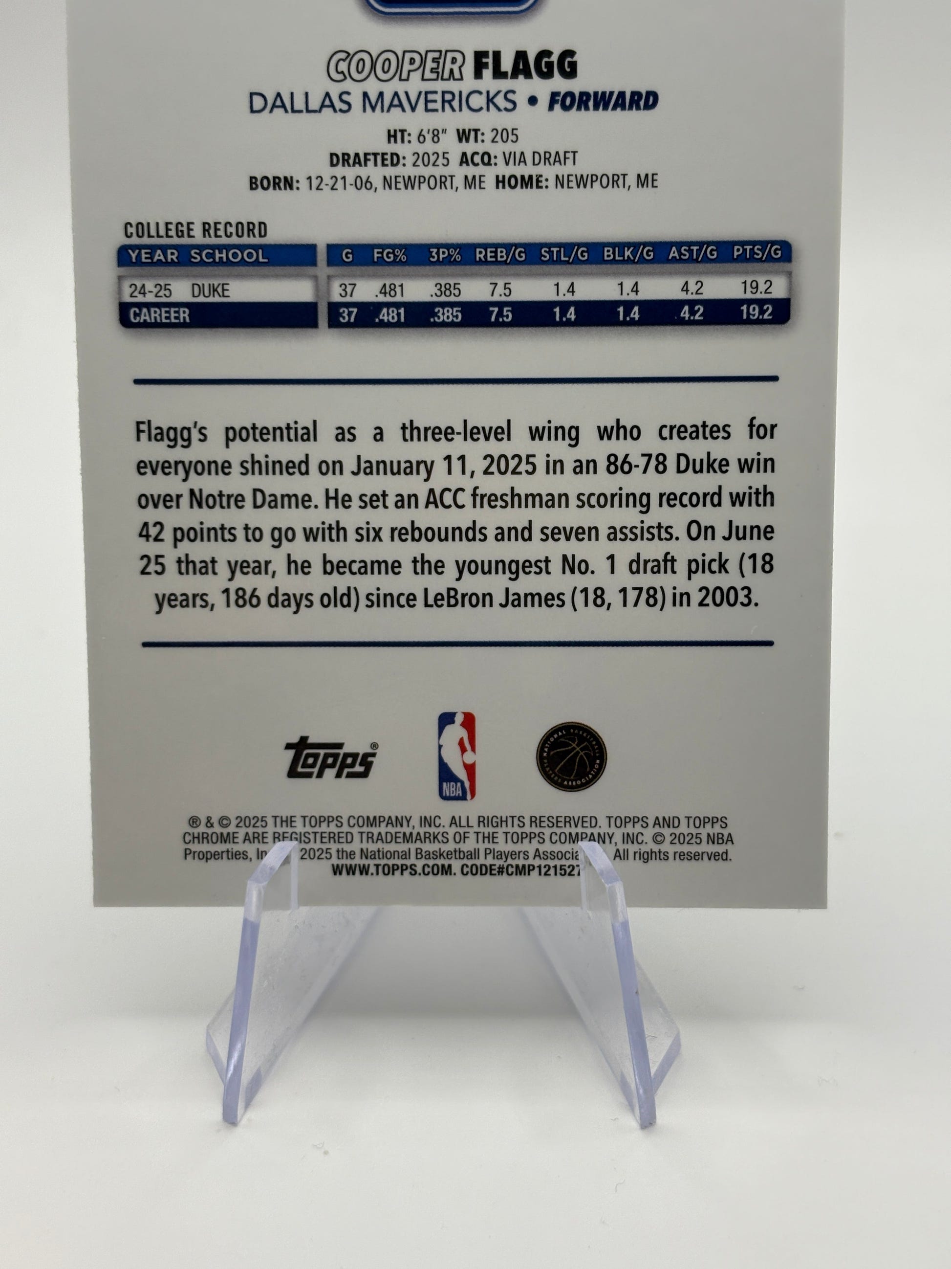 2025-26 NBA Topps Chrome Cooper Flagg RC Dallas Mavericks Base Rookie #251 FRENLY BRICKS - Open 7 Days image 4