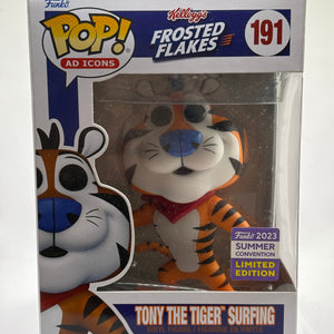 Funko POP! Ad Icons Frosted Flakes #191 Tony The Tiger Surfing 2023 Summer Con FRENLY BRICKS - Open 7 Days