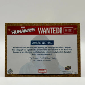 2020 Upper Deck Marvel Runaways Wanted Danielle Campbell as Eiffel Auto FRENLY BRICKS - Open 7 Days