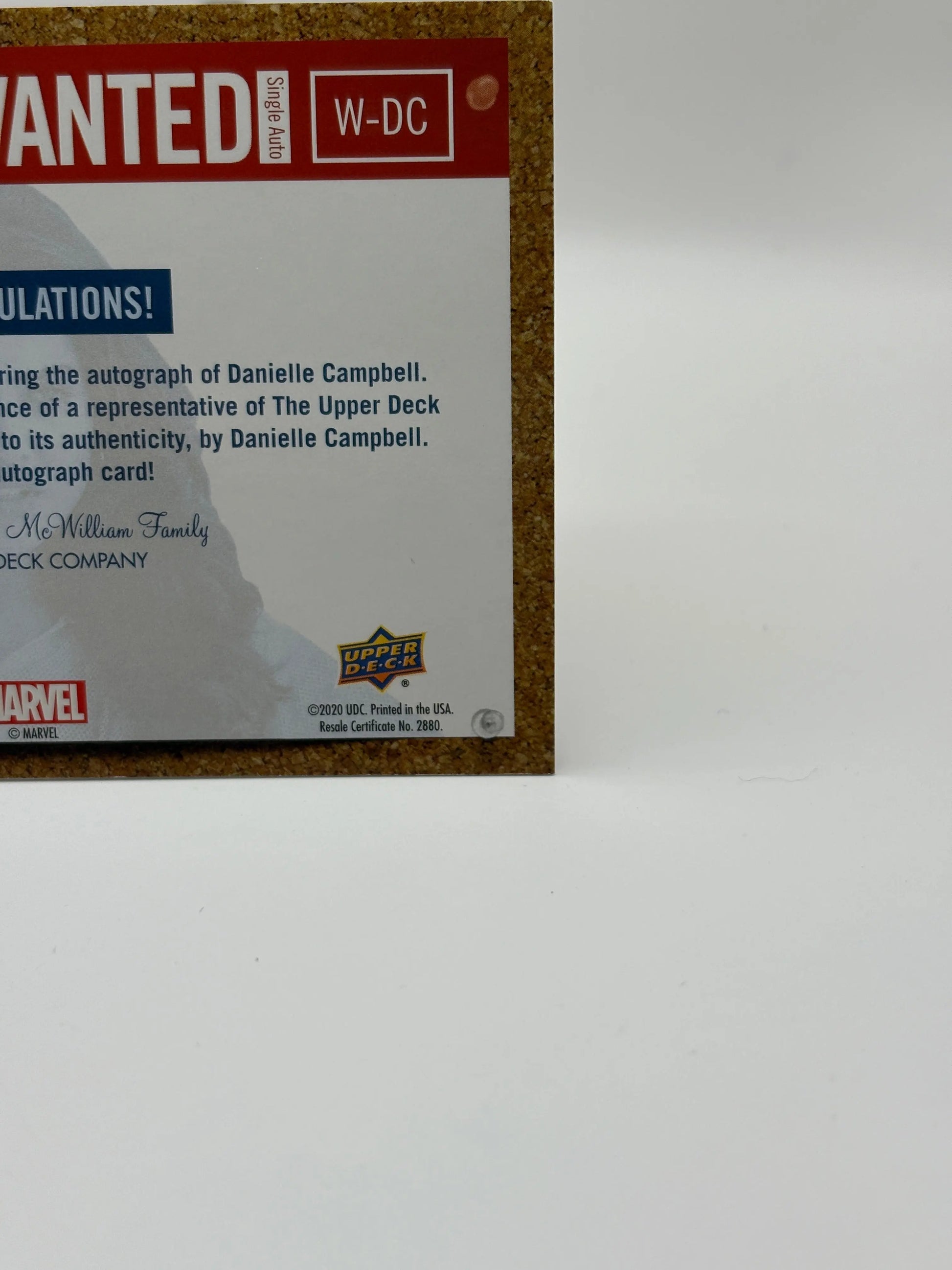 2020 Upper Deck Marvel Runaways Wanted Danielle Campbell as Eiffel Auto FRENLY BRICKS - Open 7 Days