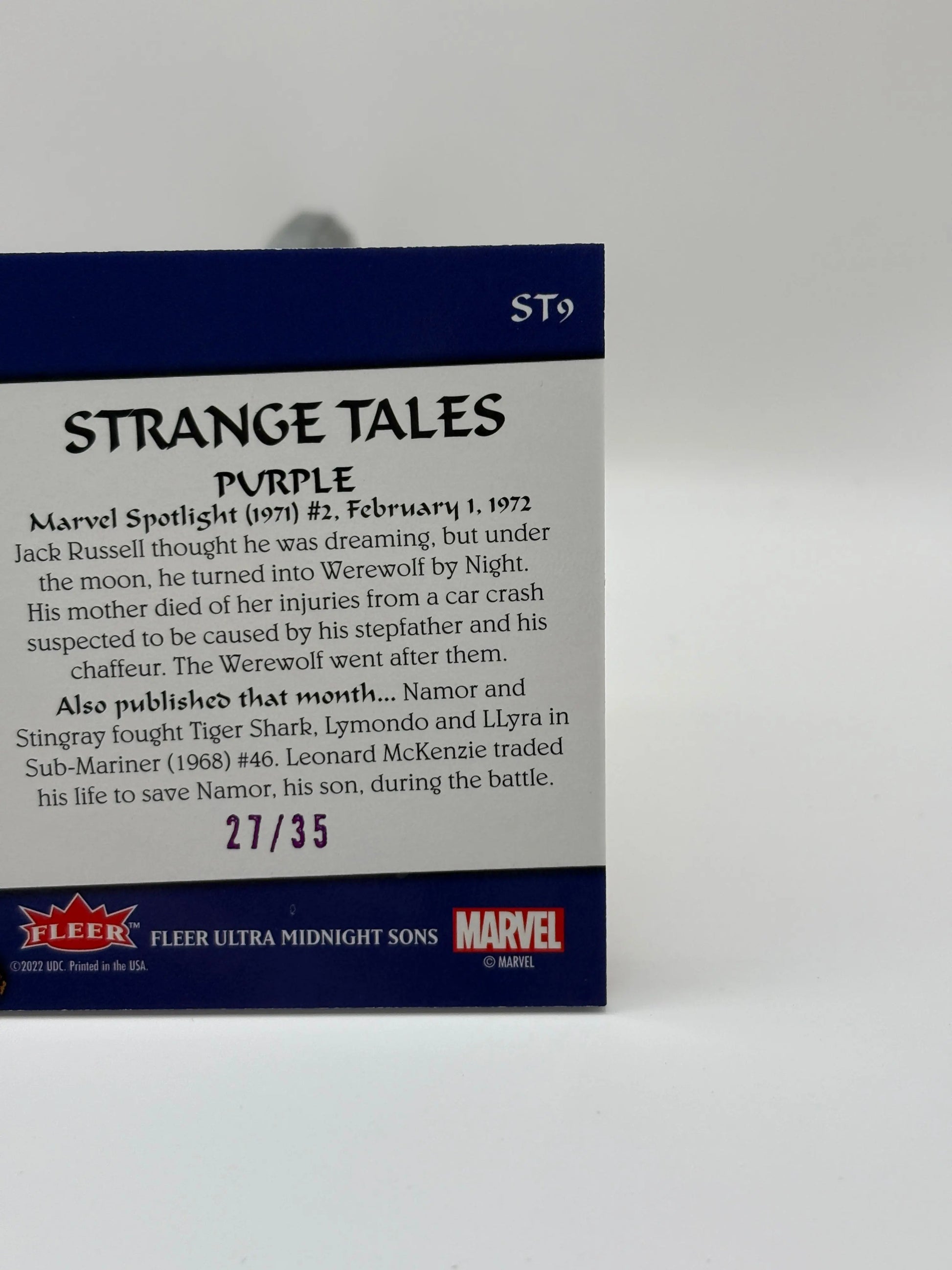 2023 Fleer Ultra Midnight Sons Strange Tales Purple /35 Werewolf by Night FRENLY BRICKS - Open 7 Days