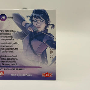 Hawkeye #29 38/52  2024 Fleer Ultra Matriarchs of Marvel Orange /52 FRENLY BRICKS - Open 7 Days