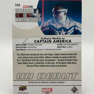 2024 UD Marvel Studios Series 1 Anthony Mackie as Captain America /10 FRENLY BRICKS - Open 7 Days