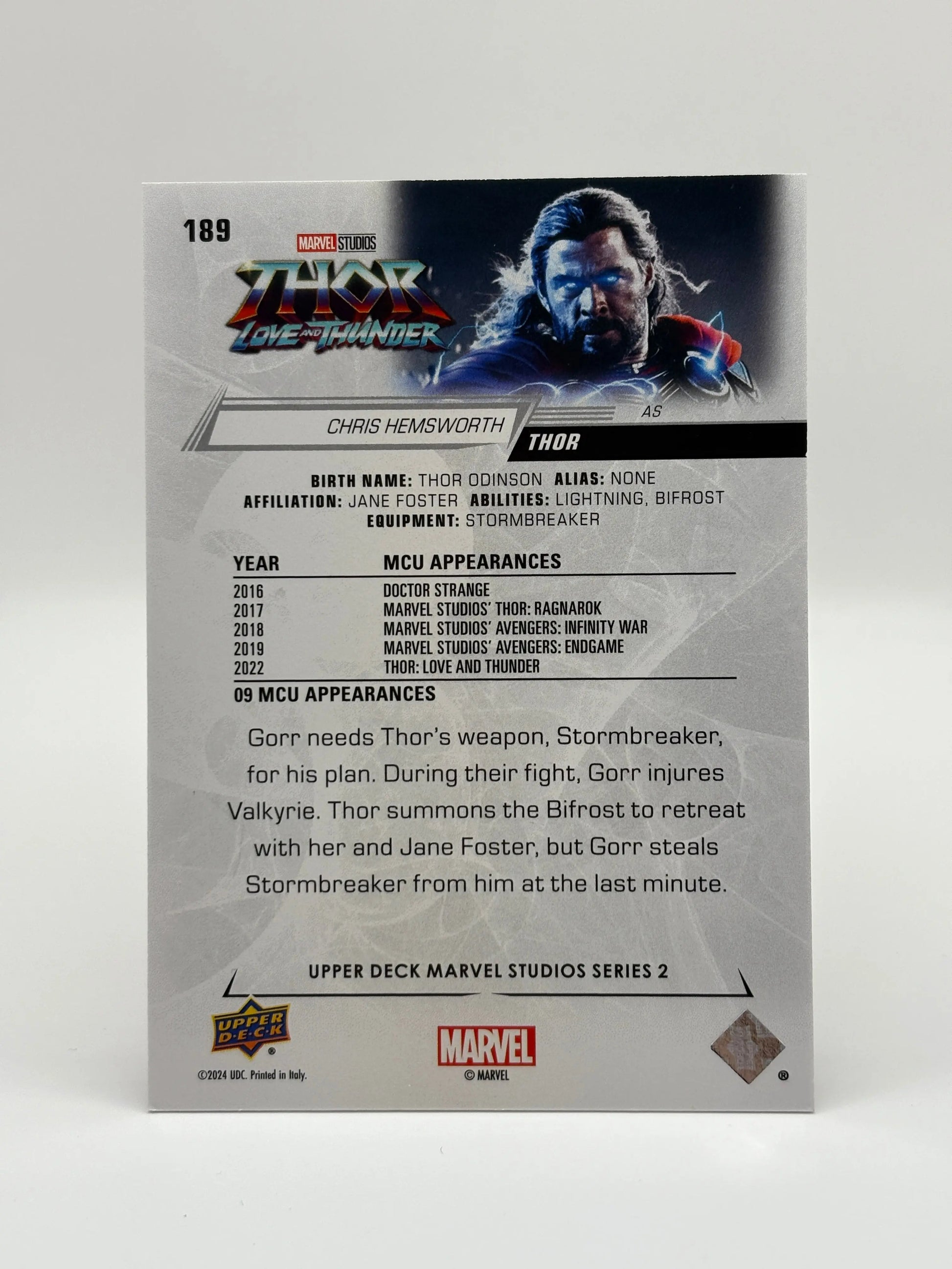 2024 Marvel Studios Series 2 UD Exclusives Gold /100 Chris Hemsworth Thor #189 FRENLY BRICKS - Open 7 Days