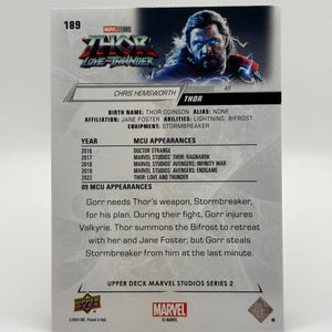 2024 Marvel Studios Series 2 UD Exclusives Gold /100 Chris Hemsworth Thor #189 FRENLY BRICKS - Open 7 Days