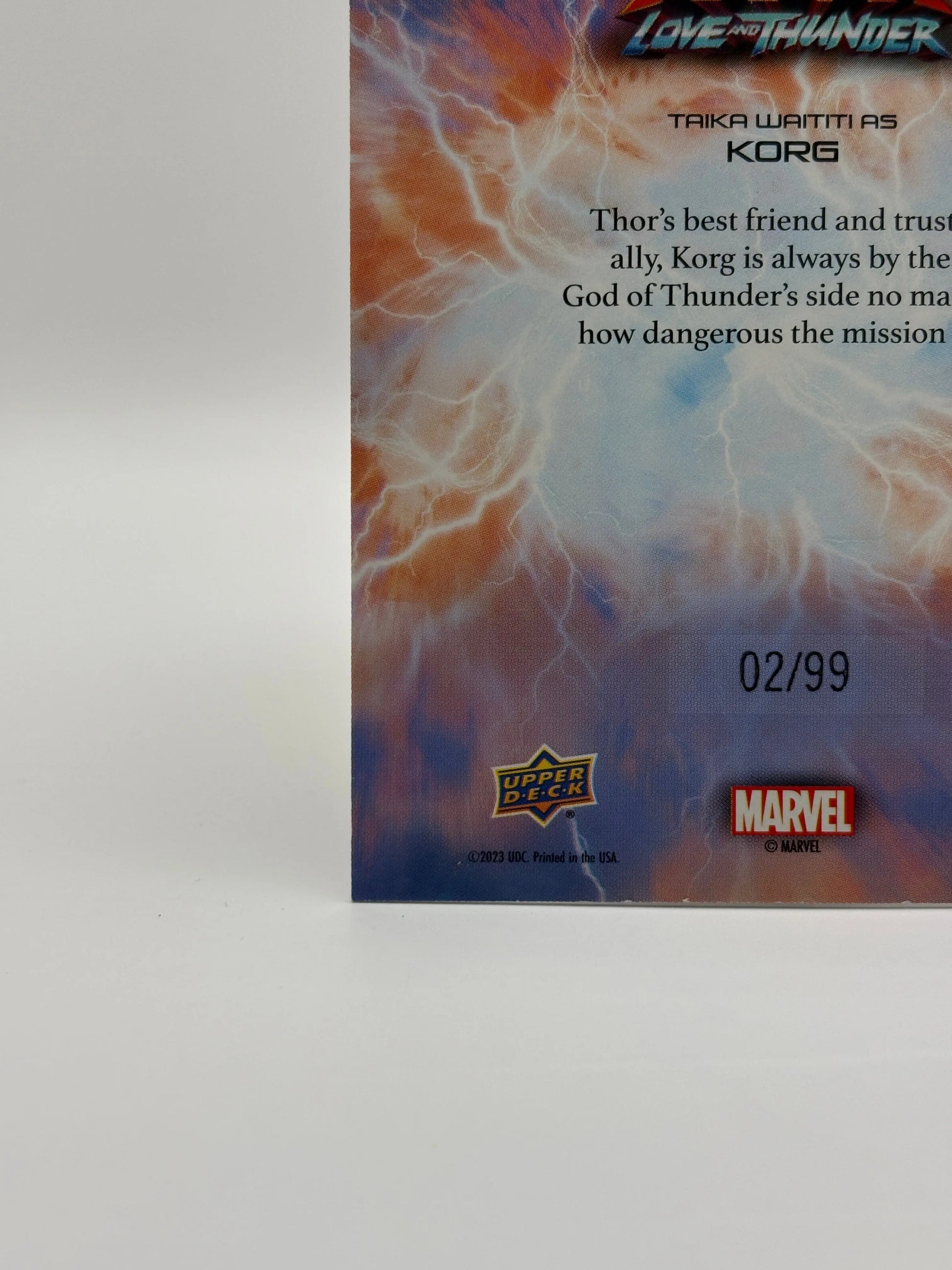 Korg 2023 UD Thor: Love and Thunder #E-17 Love Red Parallel /99 FRENLY BRICKS - Open 7 Days