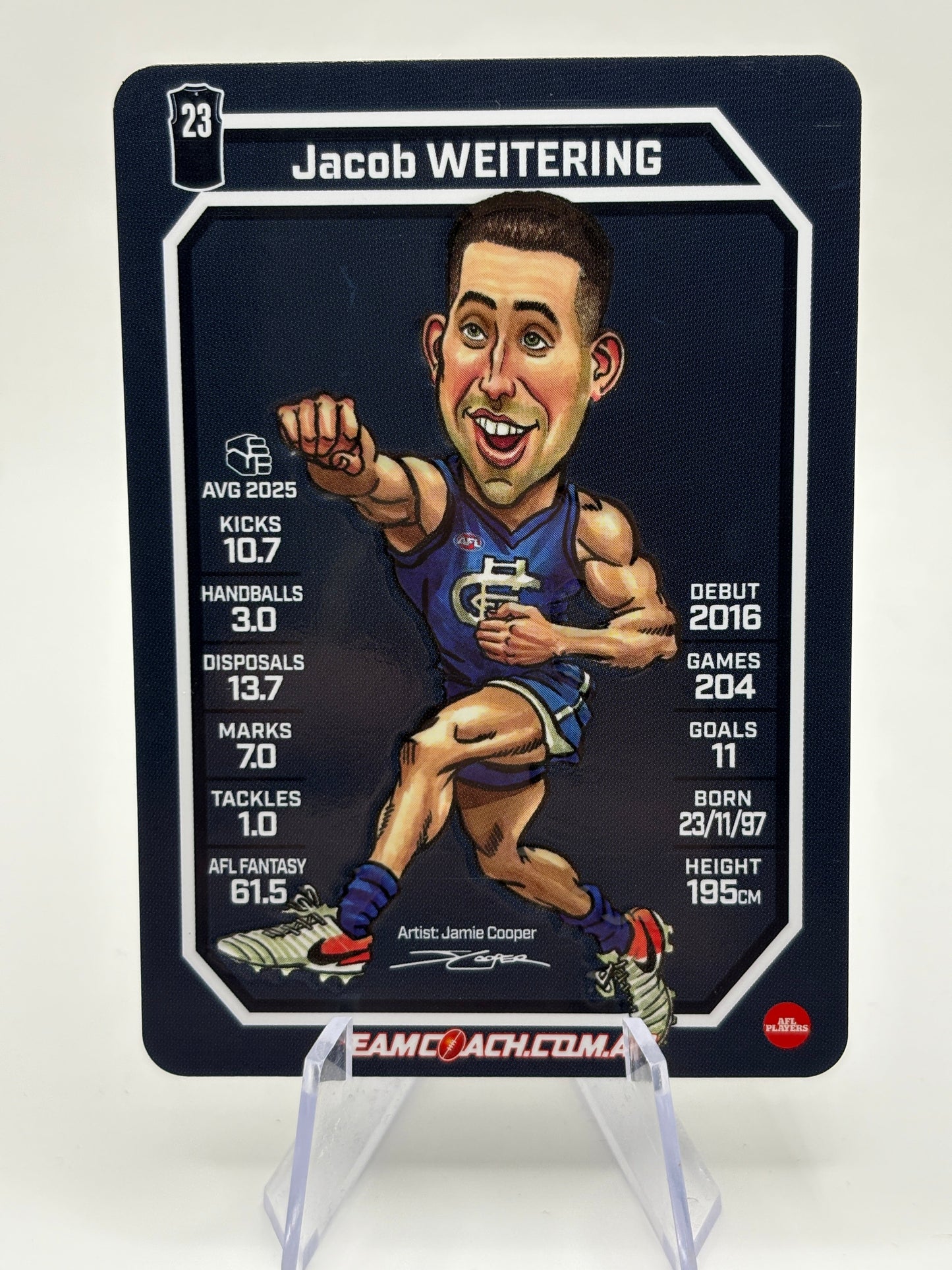 2026 Teamcoach Magic Wildcard Jacob Weitering MW-03 Carlton Blues FRENLY BRICKS - Open 7 Days