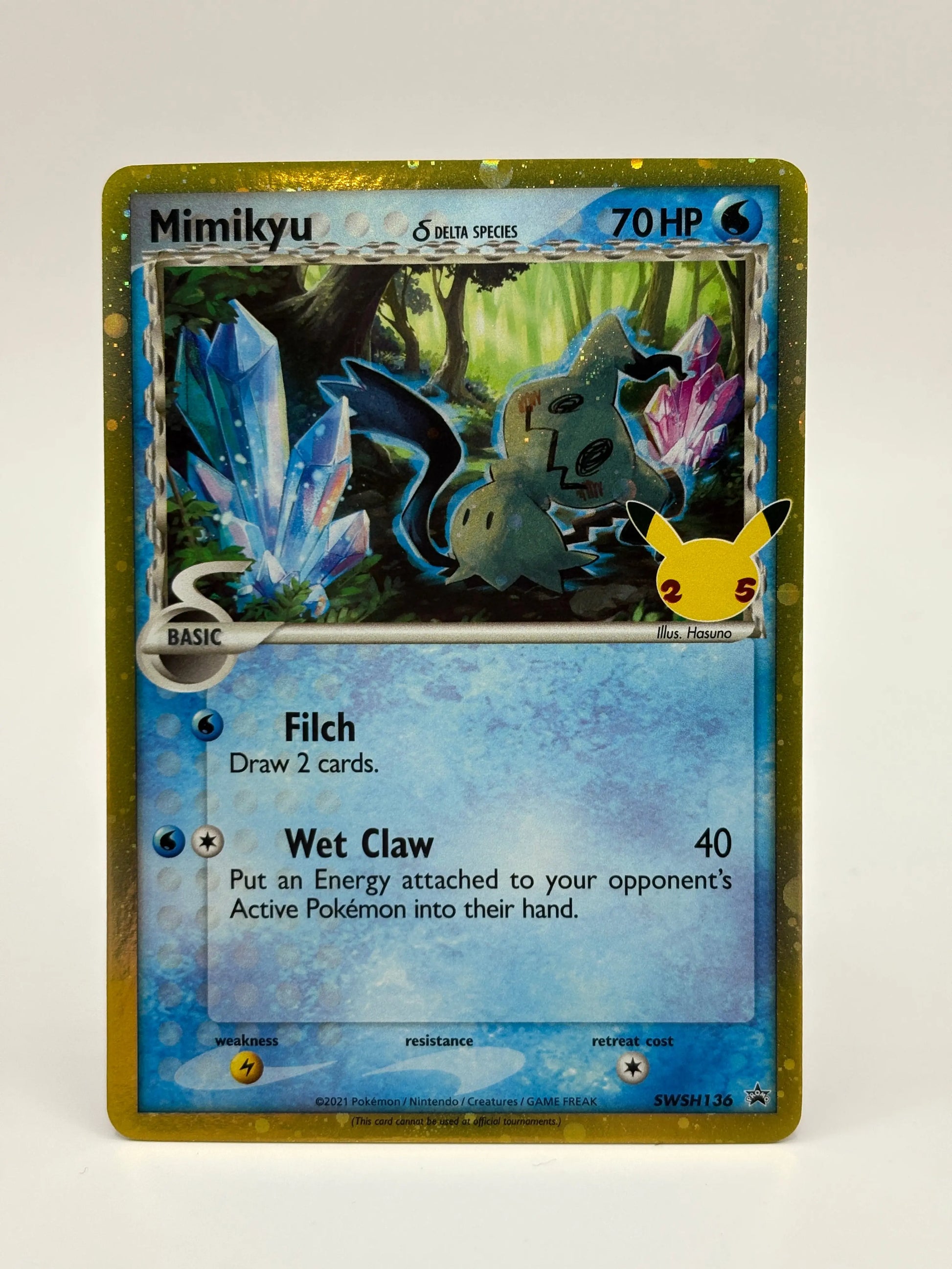 Pokemon TCG Card Celebrations Mimikyu Delta Species SWSH136 Black Star Promo NM FRENLY BRICKS - Open 7 Days