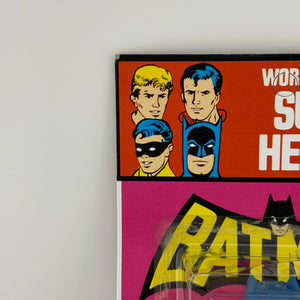 MEGO WORLD'S GREATEST SUPERHEROES (1973) - BATMAN (REMOVEABLE COWL) FIGURE ON KRESGE CARD UNPUNCHED FRENLY BRICKS - Open 7 Days