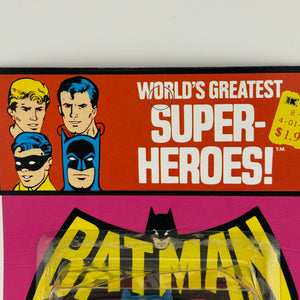 MEGO WORLD'S GREATEST SUPERHEROES (1973) - BATMAN (REMOVEABLE COWL) FIGURE ON KRESGE CARD UNPUNCHED FRENLY BRICKS - Open 7 Days