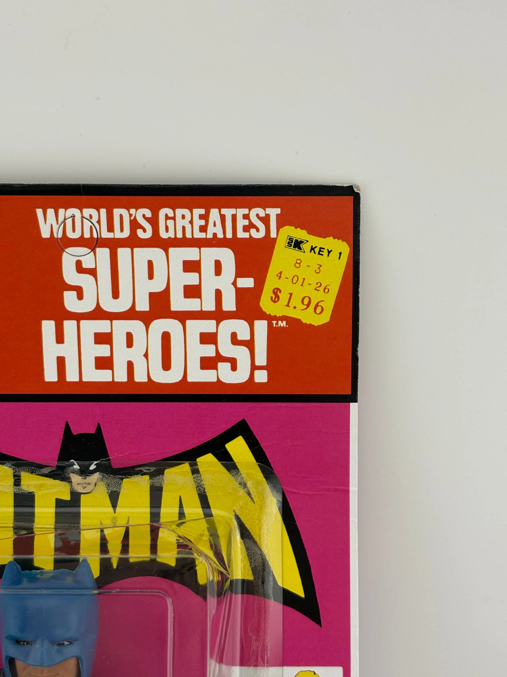 MEGO WORLD'S GREATEST SUPERHEROES (1973) - BATMAN (REMOVEABLE COWL) FIGURE ON KRESGE CARD UNPUNCHED FRENLY BRICKS - Open 7 Days