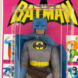 MEGO WORLD'S GREATEST SUPERHEROES (1973) - BATMAN (REMOVEABLE COWL) FIGURE ON KRESGE CARD UNPUNCHED FRENLY BRICKS - Open 7 Days