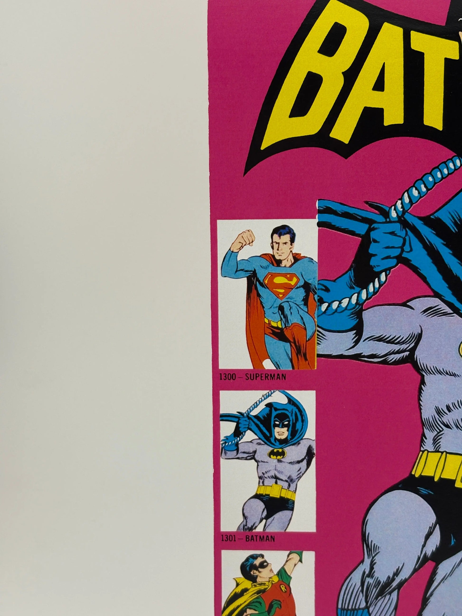 MEGO WORLD'S GREATEST SUPERHEROES (1973) - BATMAN (REMOVEABLE COWL) FIGURE ON KRESGE CARD UNPUNCHED FRENLY BRICKS - Open 7 Days